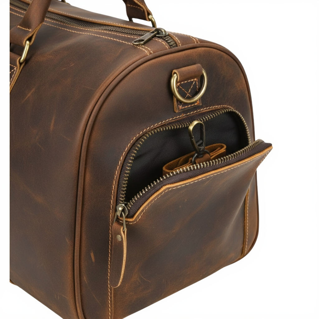 sac-de-voyage-cabine-cuir-homme-femme-19l-compact-marron-poche-sur-le-cote