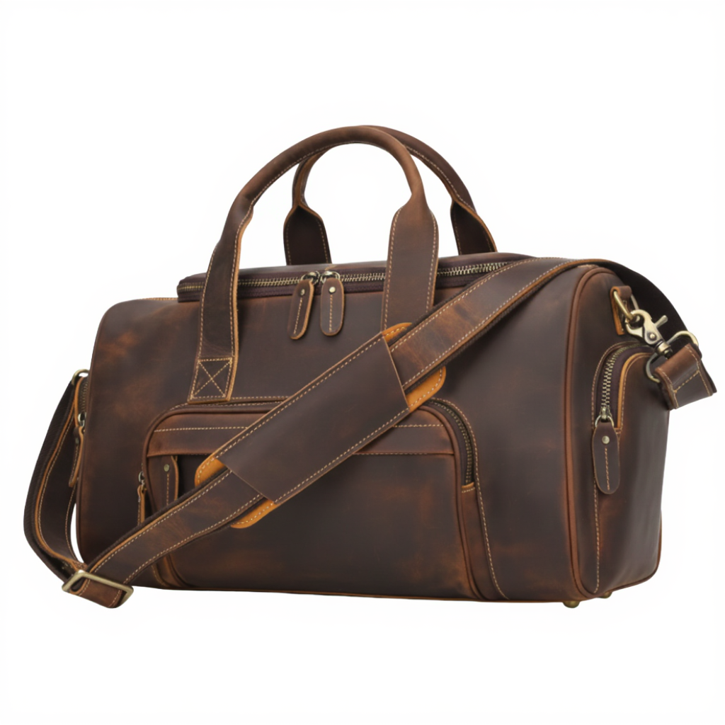 sac-de-voyage-cabine-cuir-homme-femme-19l-compact-marron