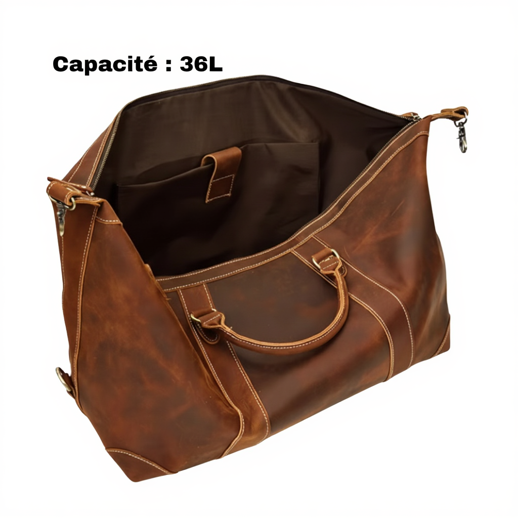 sac-de-voyage-cabine-cuir-vieilli-homme-femme-36l-marron-volume