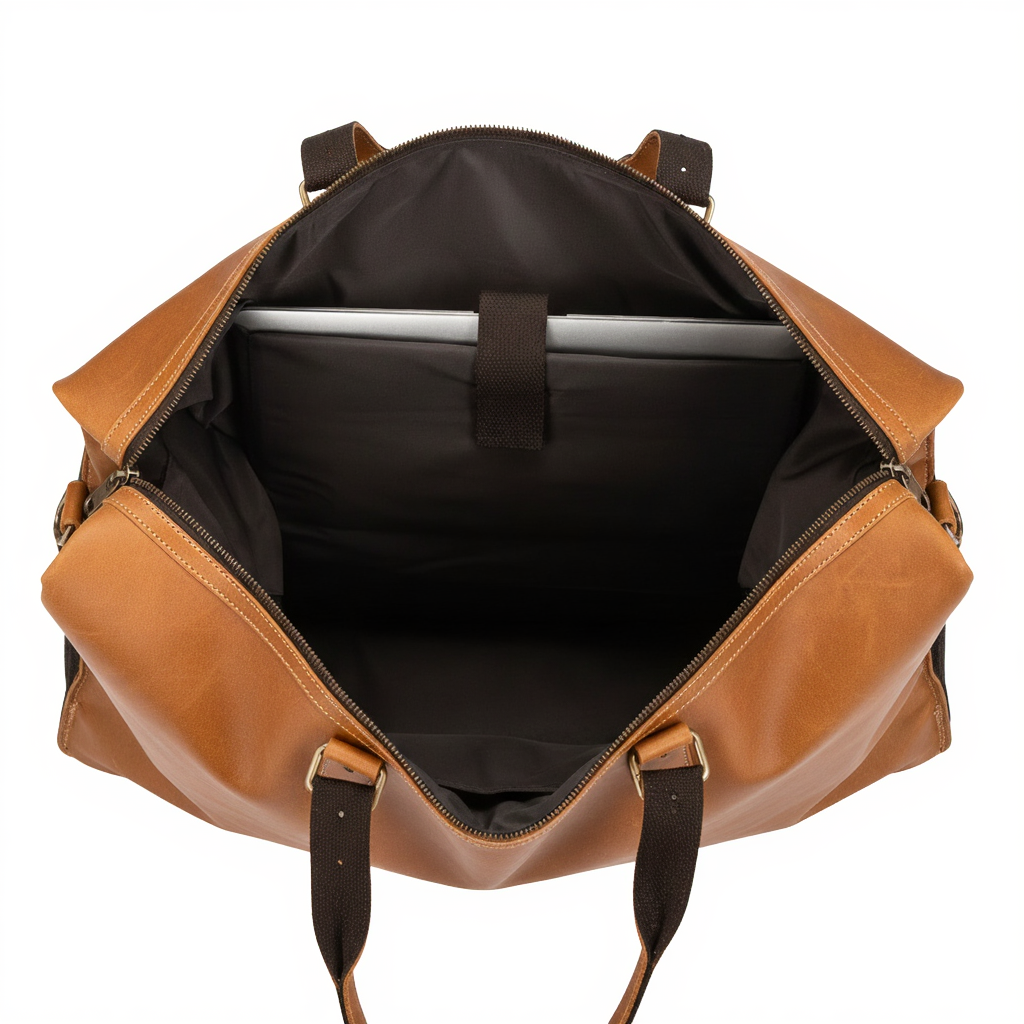 sac-de-voyage-cabine-femme-en-cuir-33l-cylindrique-marron-clair-volume