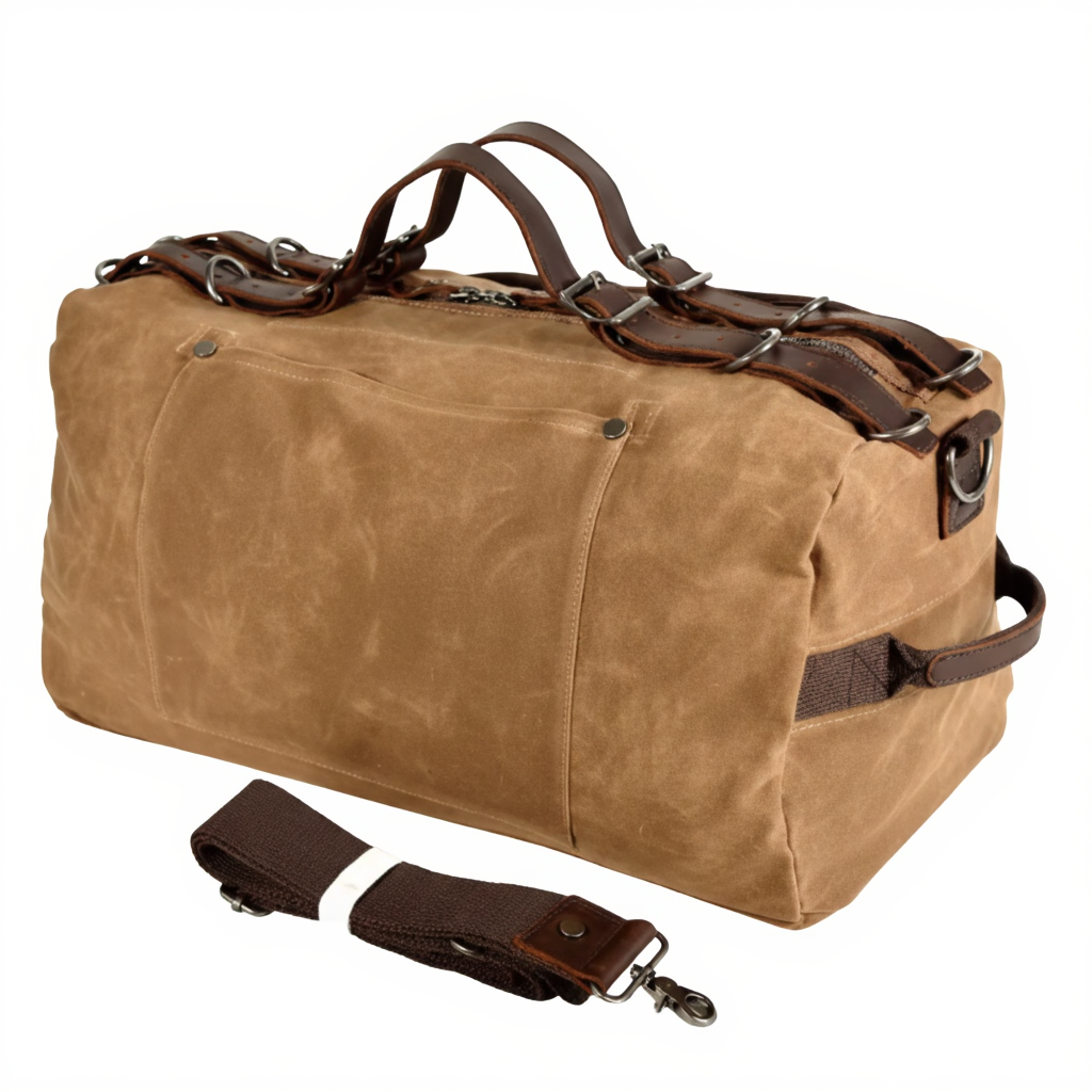 sac-de-voyage-cabine-homme-en-toile-et-cuir-31l-cylindrique-marron
