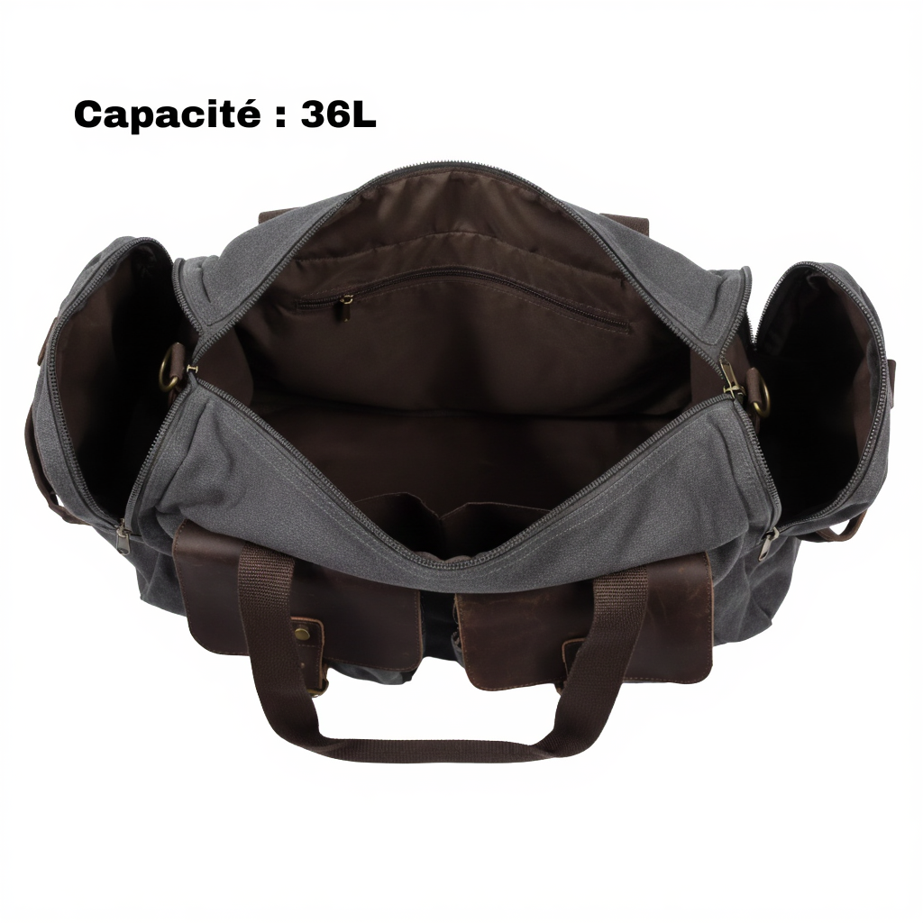 sac-de-voyage-cabine-homme-en-toile-et-cuir-36l-avec-ordi-gris-volume-du-sac