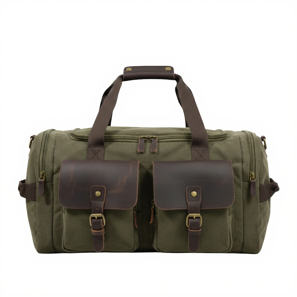 sac-de-voyage-cabine-homme-en-toile-et-cuir-36l-avec-ordi-vert-kaki