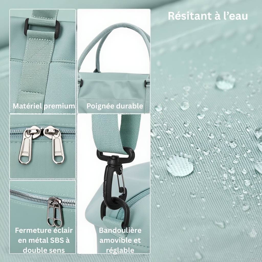 sac-de-voyage-cabine-homme-femme-en-nylon-30l-deperlant-turquoise-caracteristique