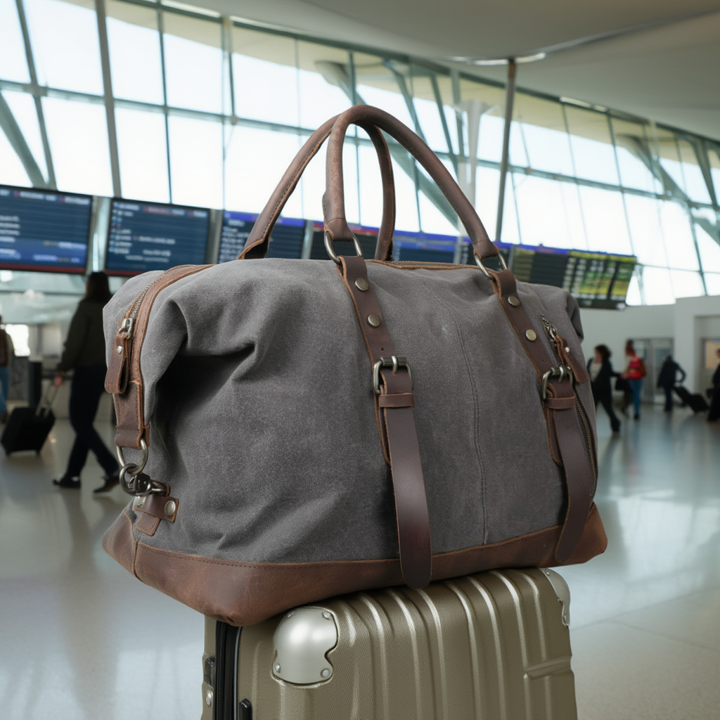 Sac de Voyage Homme Toile Militaire & Cuir - 31L Cabine