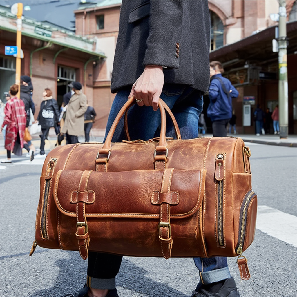 Sac de Voyage Homme en Cuir Véritable - Format L & XL