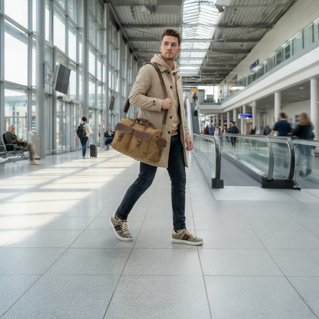 Sac de Voyage Homme en Toile et Cuir - Bagage Cabine Chic