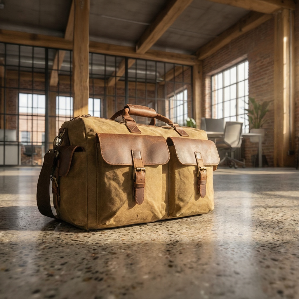 Sac de Voyage Homme en Toile et Cuir - Bagage Cabine Chic