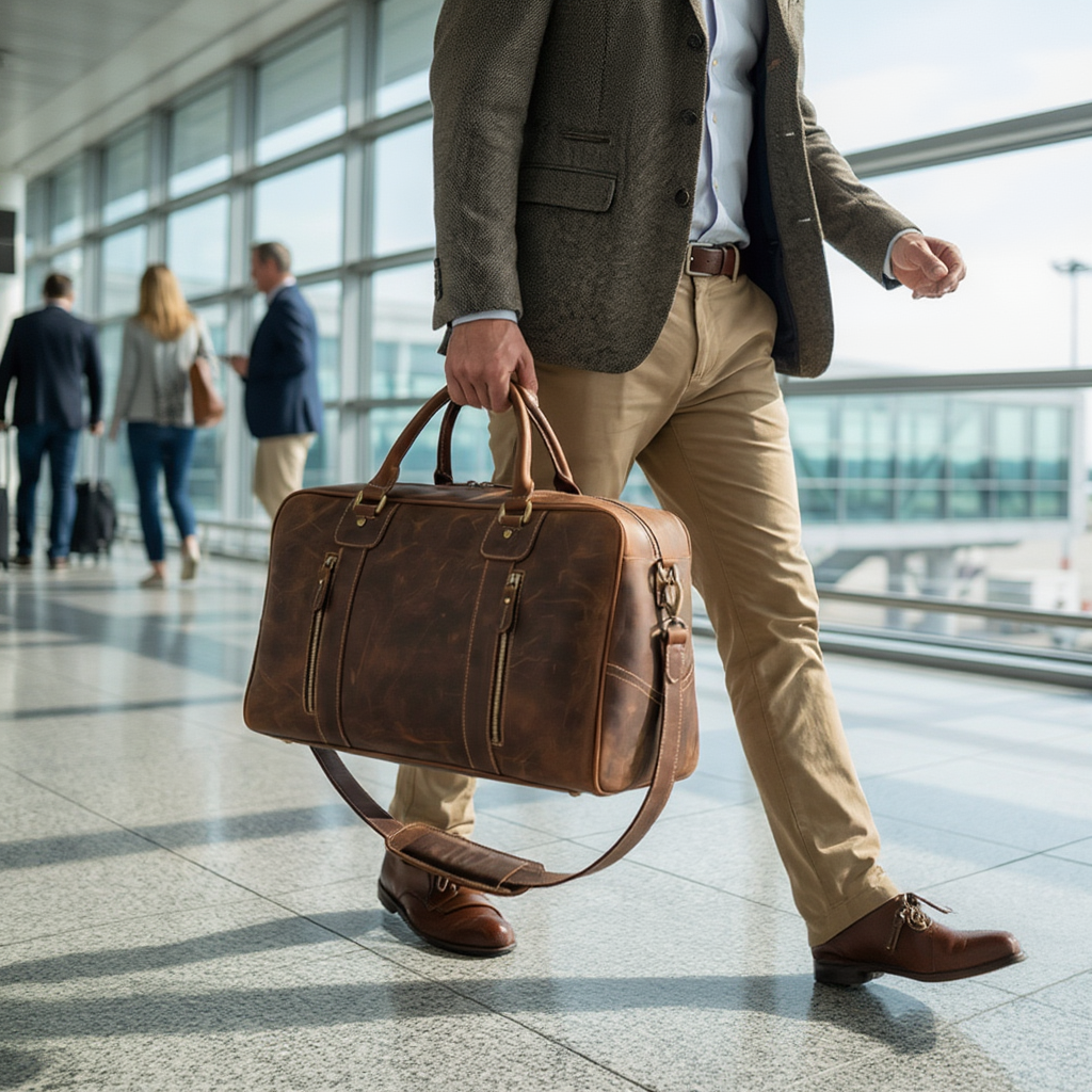 Sac de Voyage Cabine Femme en Cuir - 29L avec Porte-Ordi