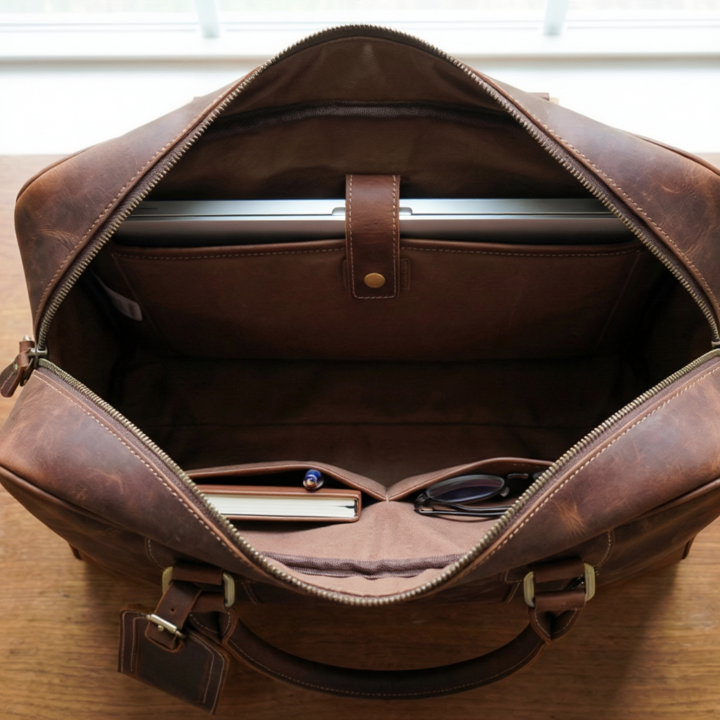 Sac de Voyage Cabine Femme en Cuir - 29L avec Porte-Ordi