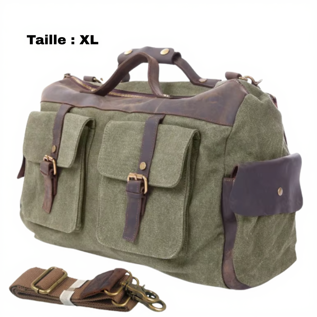 sac-de-voyage-homme-en-toile-et-cuir-bagage-cabine-chic-vert-kaki-taille-xl