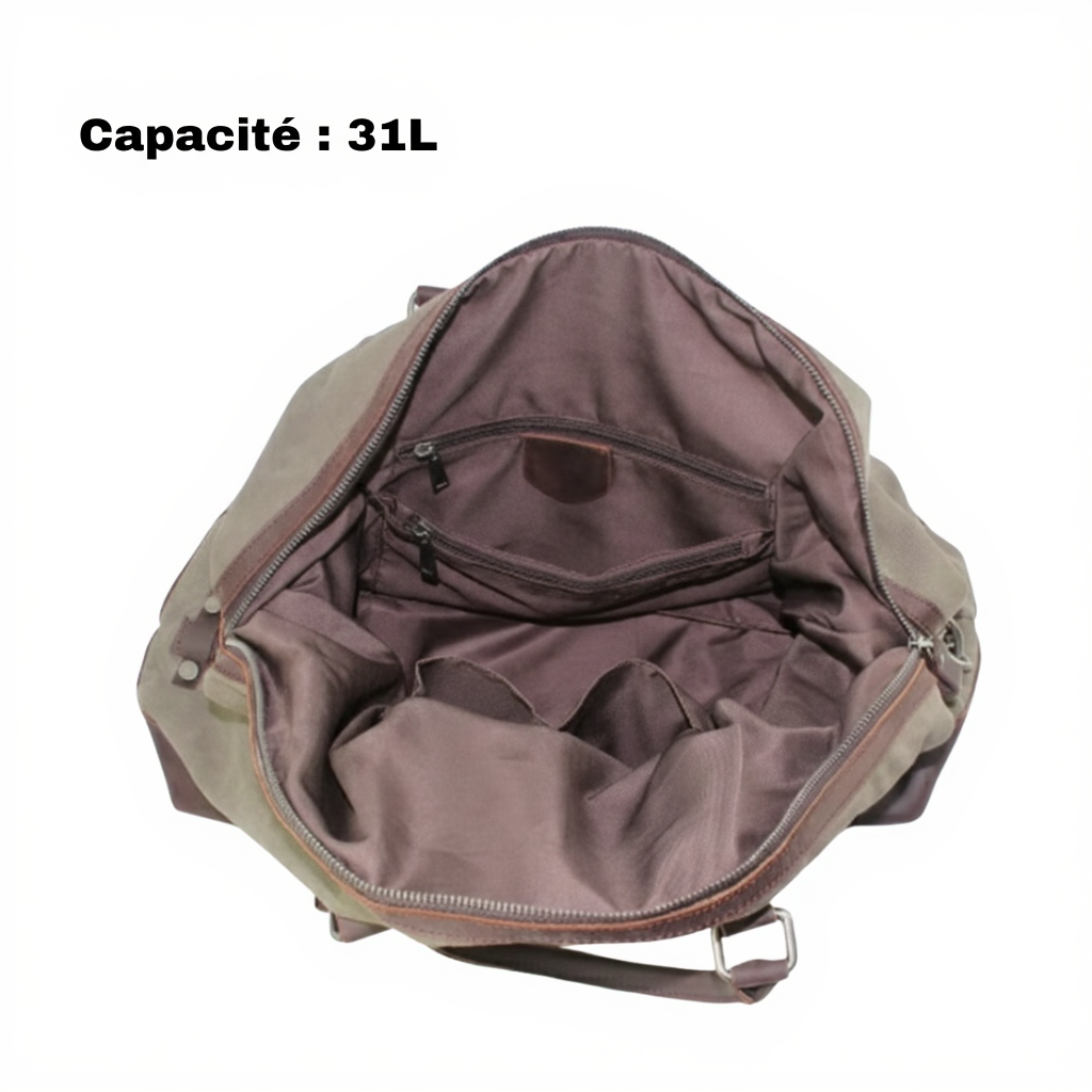sac-de-voyage-homme-toile-militaire-cuir-31l-cabine-vert-kaki-volume