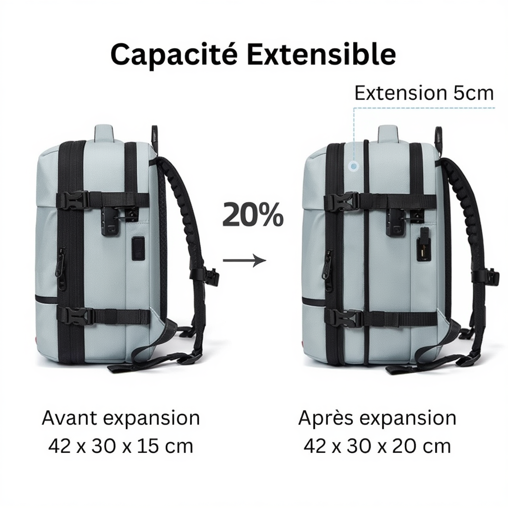 Sac à Dos Voyage Business 17.3" - Imperméable & Port USB