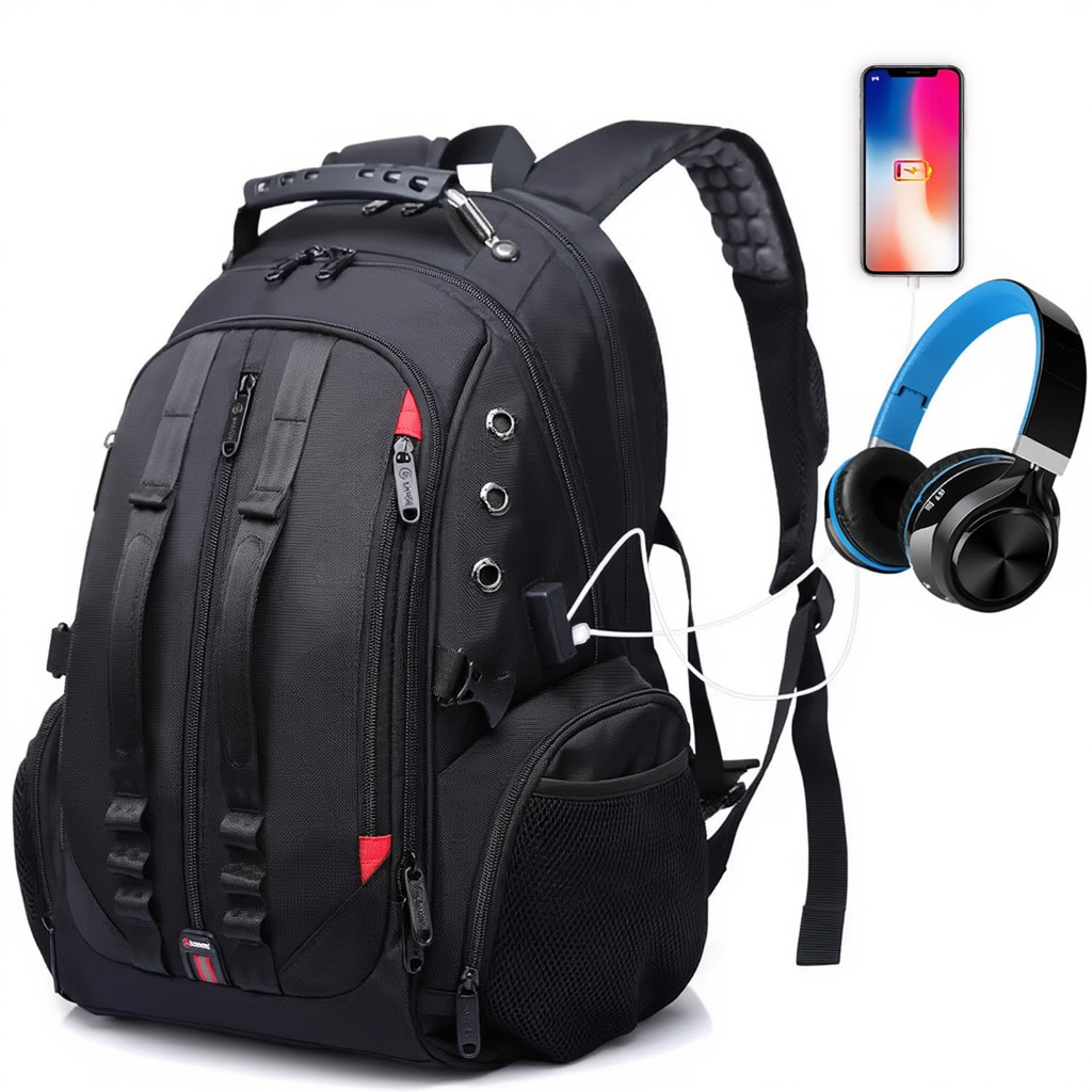 Sac à Dos Voyage Grand Format 36-55L - USB & Imperméable