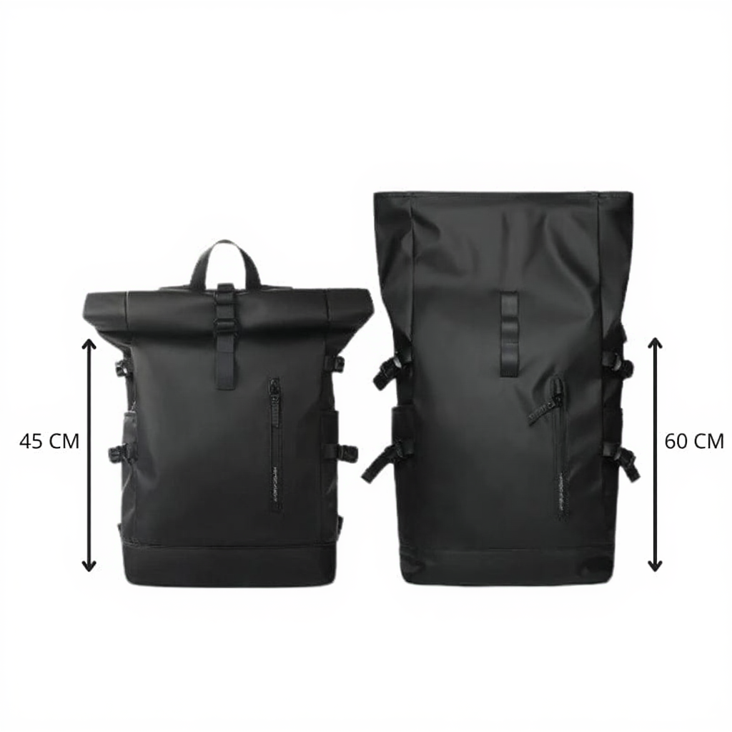 Sac à Dos Voyage Roll Top Extensible - Imperméable & Port USB